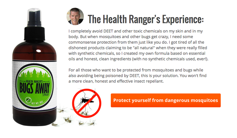 Part of an advertisement hosted on Natural News for a “natural” bug spray to combat Zika virus (Image: Natural News)